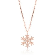Samie Collection 18K Rose Gold Plated Stainless Steel SnowflakePendant Necklace, 18