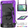 thumbnail image 2 of For iPad 6th/5th Generation Case 9.7 inch 2018/2017, 360 Rotating Shockproof Cover with Stand, Screen Protector, Shoulder Strap, Purple, 2 of 7