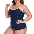thumbnail image 5 of Ocean Blues Women's Plus Size Push Up Tankini Tops for Women Swimwear Top Only Navy Blue Bathing Suit Top, 5 of 7