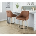 thumbnail image 2 of Hannah 26" Fixed-Height Counter Stool Set of 2 with Backs, Counter Height Chairs, Counter Height Stools Swivel, Swivel Counter Stools For Kitchen Island (Camel Faux Leather), 2 of 6