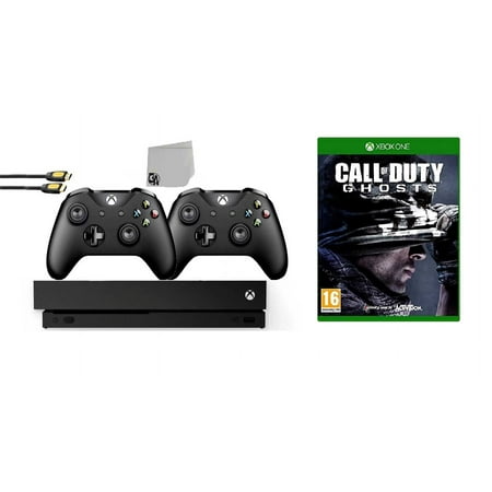 Microsoft Xbox One X 1TB Gaming Console Black with 2 Controller Included with Call of Duty- Ghosts BOLT AXTION Bundle Used