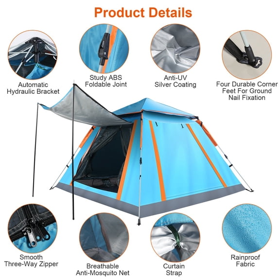 5 Person Camping Tent 7.05x7.05x4.46ft Waterproof UV Protection with Mosquito Net Windows Easy Setup for Outdoor Hiking Picnic
