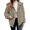 Khaki, variant on Women's Double Faced Fleece Jacket, Solid Color Zip Up Hoodie, Oversized Casual Coat, Winter Fall Outerwear, Fleece Lined Hooded Jacket, Warm Loungewear, Everyday Wear Beige L