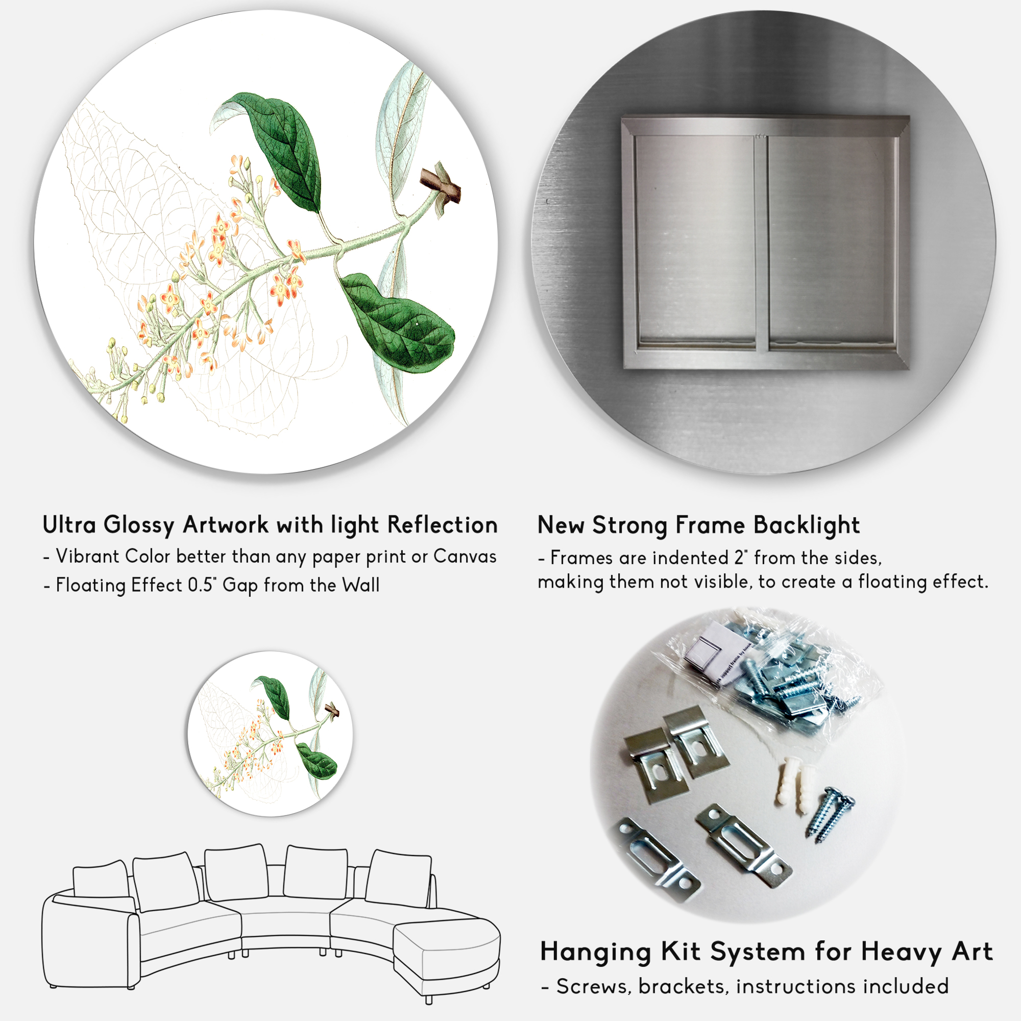 Designart 'Ancient Plant Life XXVII' Traditional Circle Metal Wall Art 36x36 - Disc of 36