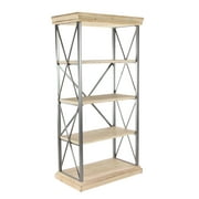 DecMode 60" x 30" Brown Wood Industrial Shelving Unit