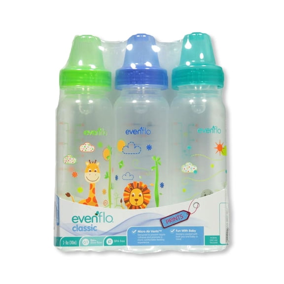 Evenflo Classic Zoo Friends Standard Bottles 8 Oz 3 Each