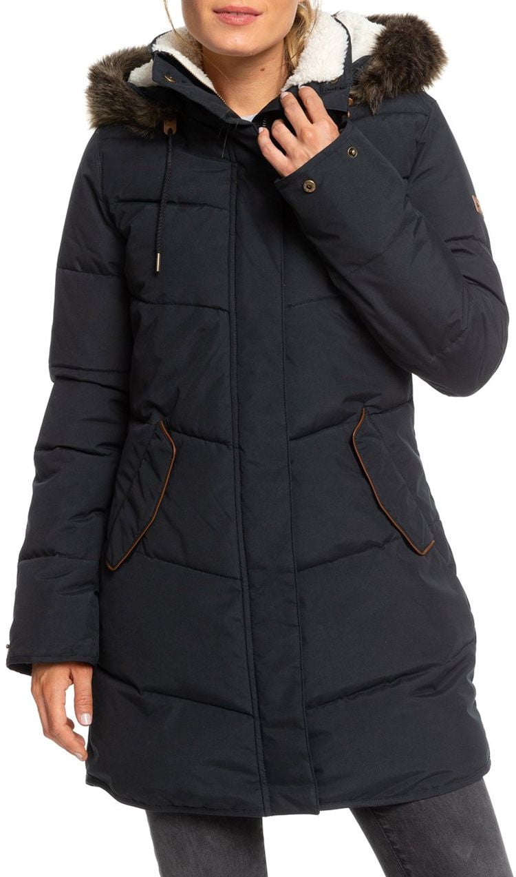 roxy women's ellie water repellent hooded longline puffa jacket