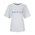 thumbnail image 3 of TSADFHJI Hauts Femmes Tendance Habillé Manches Longues Mode Décontractée Imprimé Ruban Promotionnel International T-Shirt Col Rond Manches Courtes P Blanc, 3 of 3