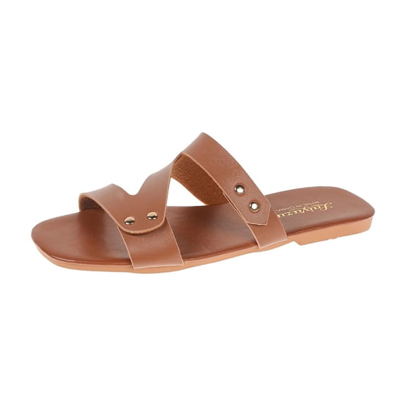 ShiShine Womens Flat Slide Sandals Cross Strap Comfortable Wide Width Casual Walking Beach Summer Slip On Sandals