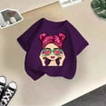thumbnail image 2 of LUOGENLI Girls Tops Size 8-10 Summer Kid Girls Cute Print Graphic Round Neck Short Sleeve Tee Summer Casual T Shirt Tops Teen Girls Tops Size 14-16 Girls Summer Tops Purple 9-10 Years, 2 of 4