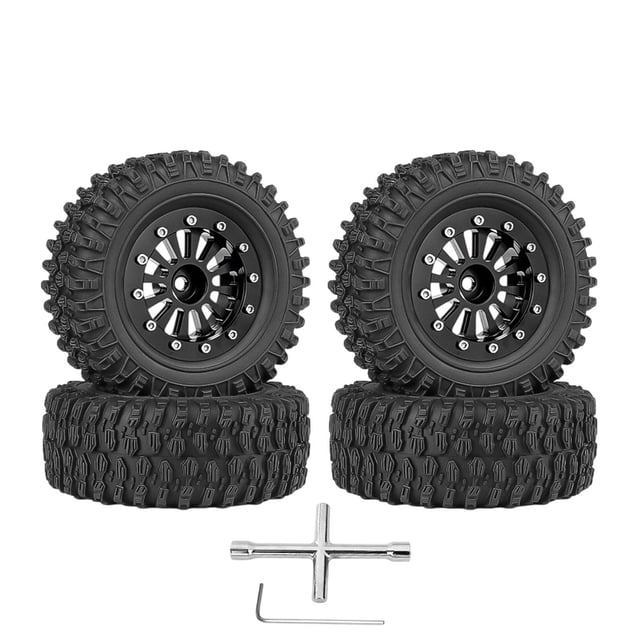 4 piezas de ruedas y neumáticos RC perfke Neumáticos para coche RC Crawler negro