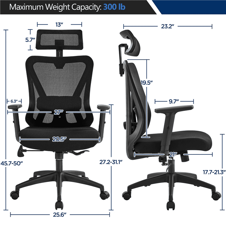 Smile Mart High-Back Ergonomic Mesh Office Chair with Adjustable Headr