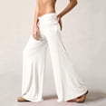 thumbnail image 6 of Inglocry Fold Over Low Waisted Pants Flared Y2K Fold Over Sweatpants Plisse Yoga Strechy Casual Wide Leg Foldover Sweats 2000S White S, 6 of 6