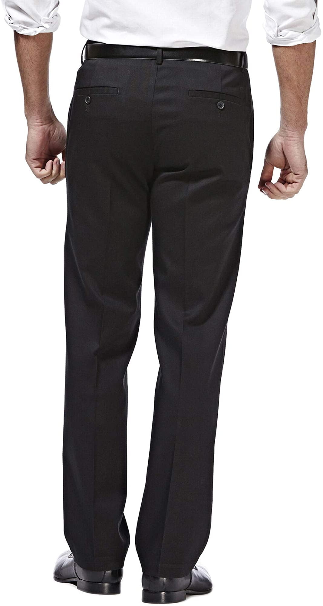 Haggar Mens Premium No Iron Khaki Straight Fit Flex Waistband Flat Front Pant
