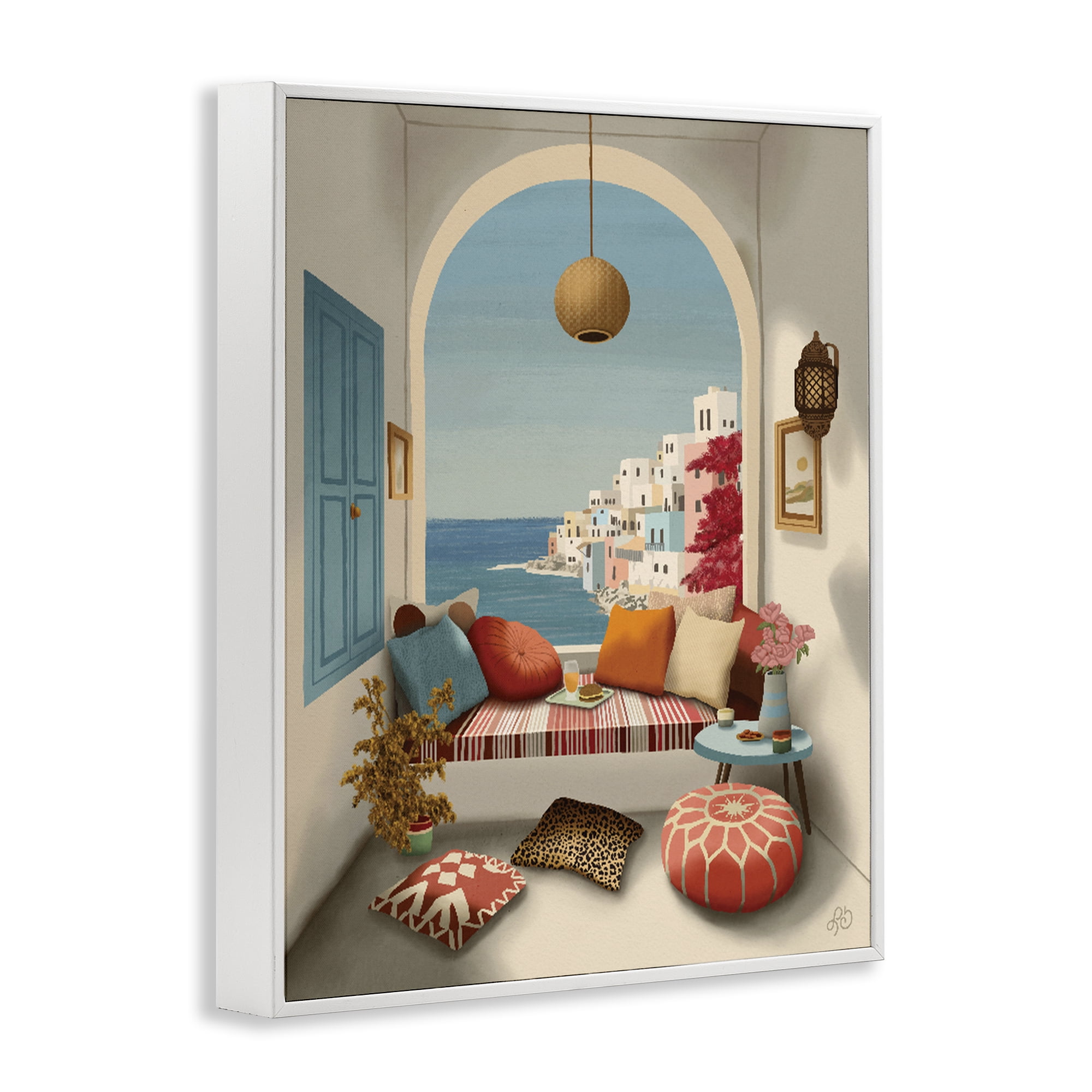 Stupell Industries Mediterranean Seaside Window View White Framed Giclee Art, design by Lisa R Dumm