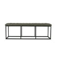 thumbnail image 2 of Benjara Ali Ottoman Bench- Open Metal Frame- Gray Tufted Faux Leather 52 Inch, 2 of 6