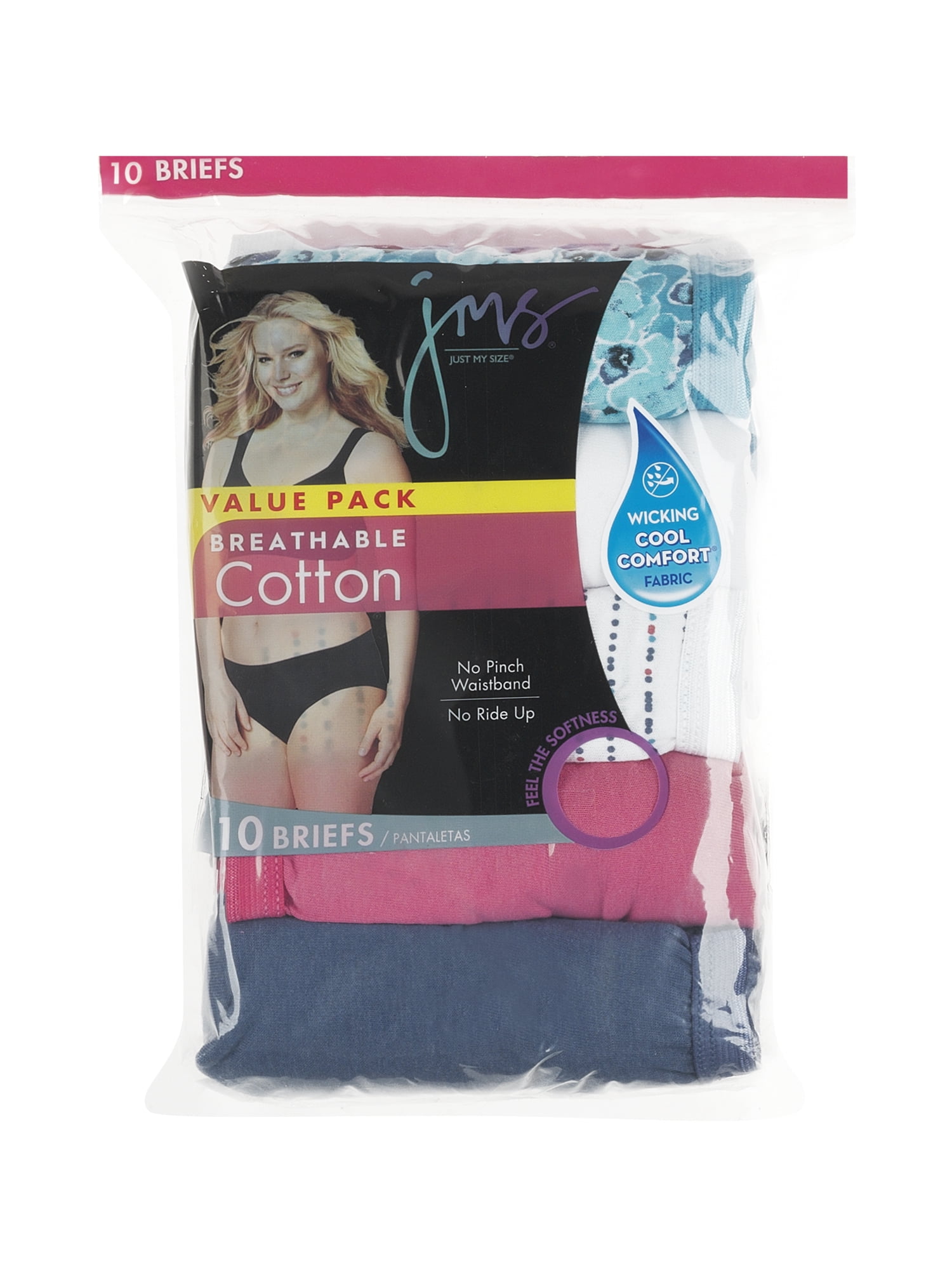 Just My Size Cotton White Briefs 6-Pack Underwear Panties Panty Women JMS  Comfor 