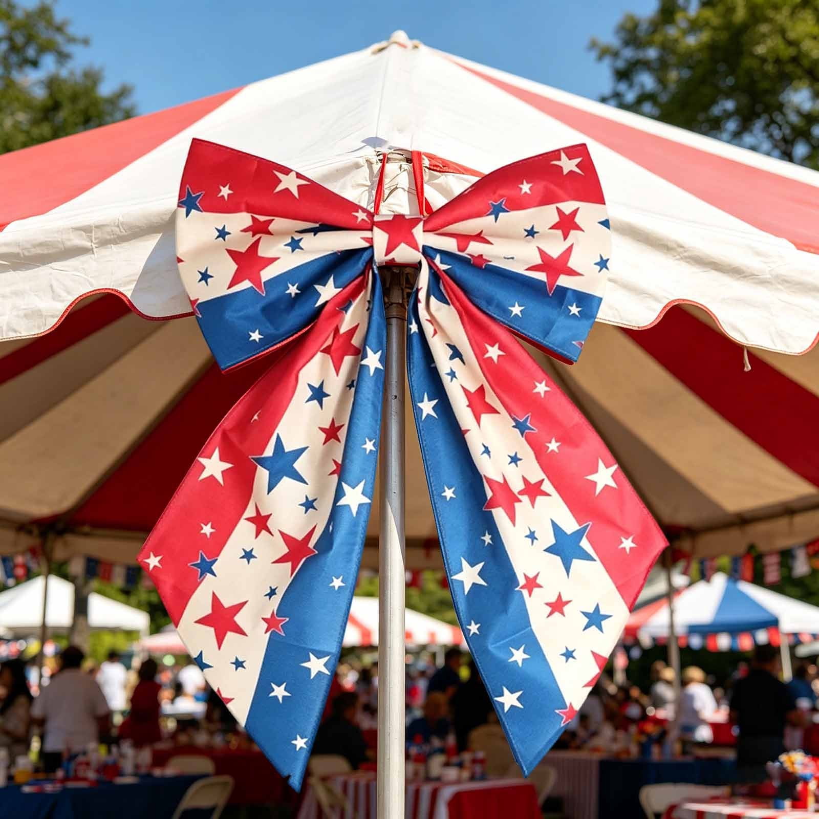Patriotic Wreath Bows for Front Door Large 35.4" Red White and Blue Ribbon with Stars and Stripes for 4th of July Memorial Day Indoor Outdoor Party Decor