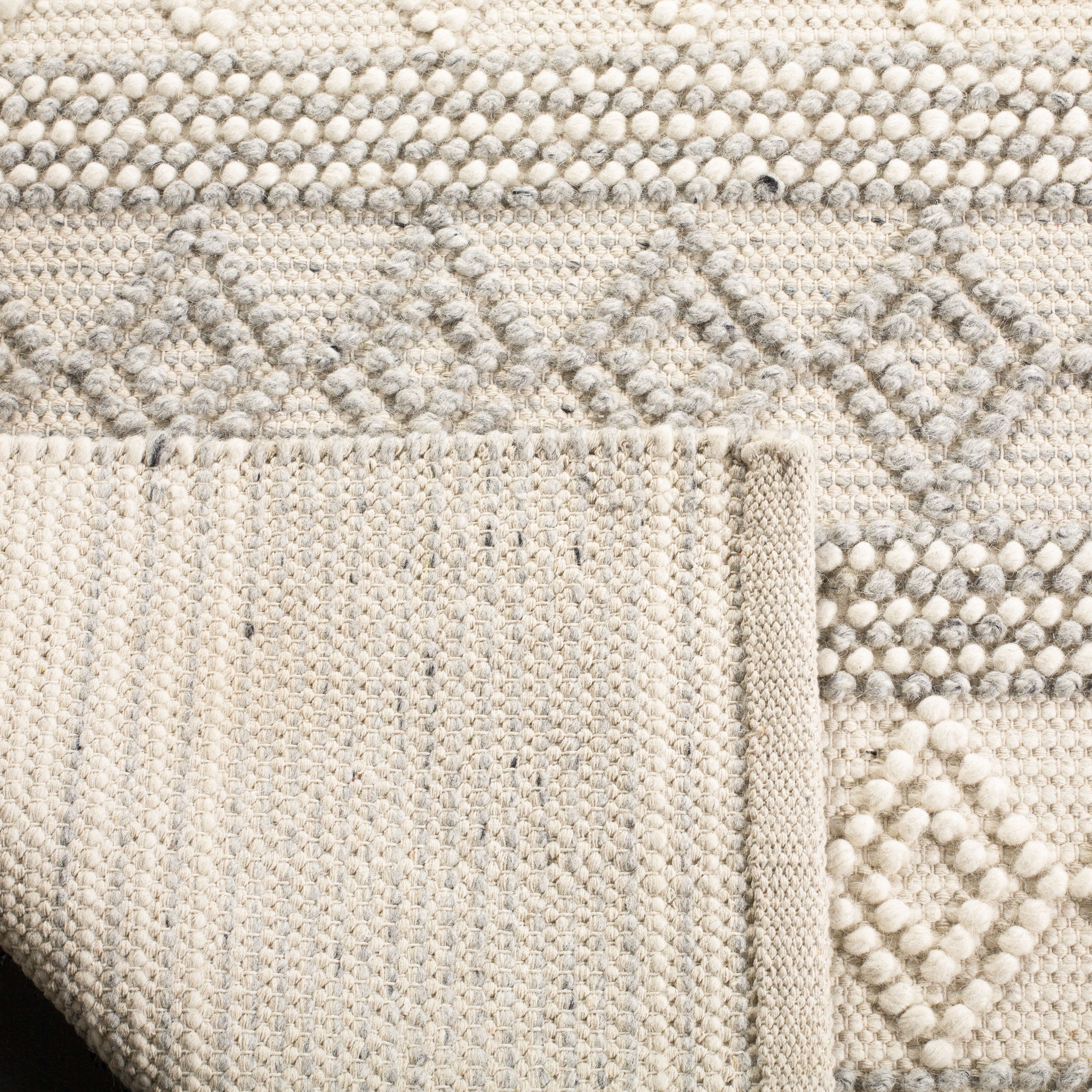 SAFAVIEH Natura York Geometric Striped Braided Jute Runner Rug, Grey/Ivory, 2' x 14'