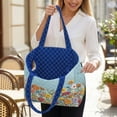 thumbnail image 3 of Pzuqiu Floral Embroidered Women's Large Quilted Tote Bags Reversible Lightweight Blue Shoulder Handbags for Work, Shopping, Travel, College, Everyday Use, 3 of 7