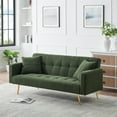 thumbnail image 2 of Versatile 71.7 Inch Green Fabric Teddy Fleece Sofa Bed with 2 Throw Pillows, 2 of 9