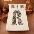 thumbnail image 5 of meiyoeat leopard Bowknot Letter Bed Sheets,Cheetah Monogram Print R Full Size Sheets,4-Piece,1 Flat Sheet,1 Fitted Sheet and 2 Pillowcases, 5 of 6
