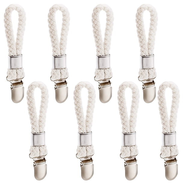 KDJ Cotton Blend Towel Holder Clips with Stainless Steel Buckle, No Drilling Kitchen Tea Towel Hanger, Space-Saving Bathroom Organizer, Easy Install Beige Hooks for Hanging