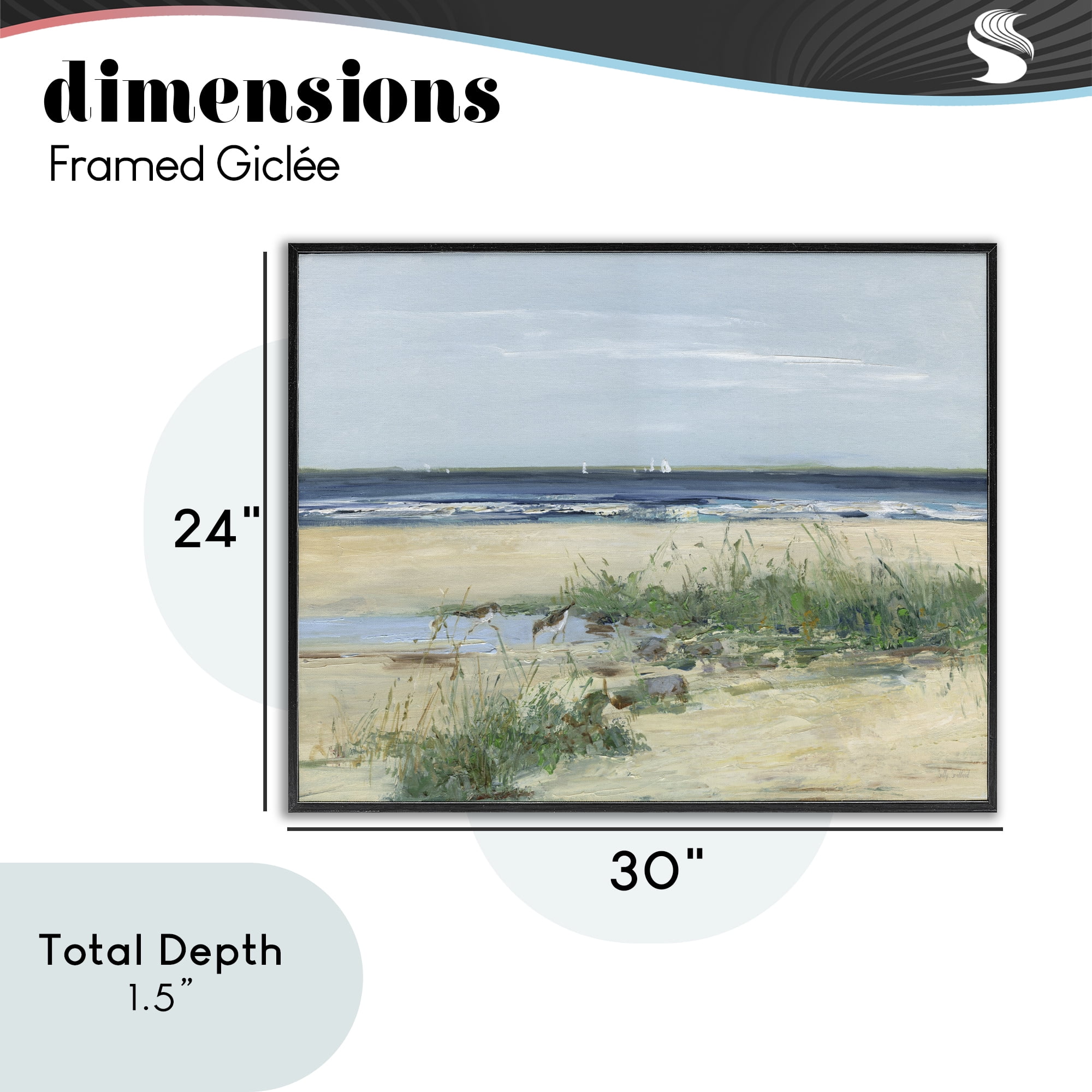 Stupell Industries Beach Marsh Sandpipers Black Framed Giclee Art, design by Sally Swatland