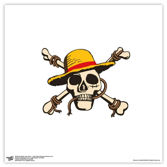 Gallery Pops Netflix One Piece - Jolly Roger Skull And Bones Icon Wall Art, Unframed Version, 12" x 12"