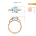 thumbnail image 5 of ANGARA Natural Cushion 2.7 ct Aquamarine & Diamond Three Stone Engagement Ring in 14K Rose Gold for Women (Size-9mm) | March Birthstone, Anniversary, Jewelry Gift for Women | Natural Aquamarine Ring, 5 of 10