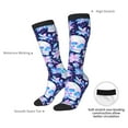 thumbnail image 4 of Xecao crystal Skull flower leaf print thigh-high socks, crafted for both men and women with a stretchy, high-opaque design perfect for daily wear, 4 of 6