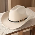 thumbnail image 2 of RUINIXCW Western Cowboy Hat for Men Women Cowgirl Hat Classic Felt Roll Up Fedora Hat with Buckle Belt Wide Brim Jazz Hat Themed Party Cap Wedding Party Costume, 2 of 8