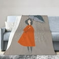thumbnail image 2 of Super Soft Anti-Pilling Flannel Bed Blankets, Girl with Umbrella Cozy Fluffy Warm All Seasons Throw Blanket for Sofa Bedding, 60"x50", 2 of 8