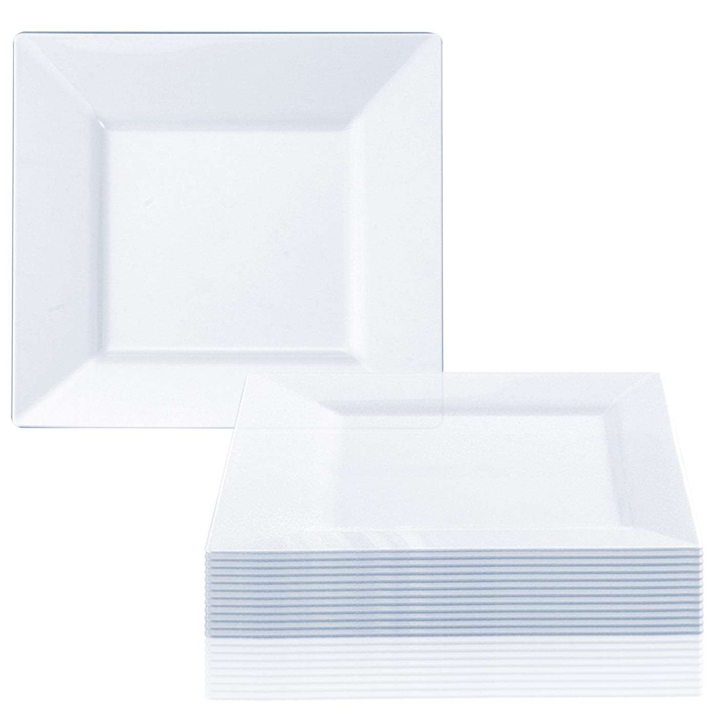 Clear Plastic Square 10.75" Dinner Plates - Disposable or Reusable (20 ...