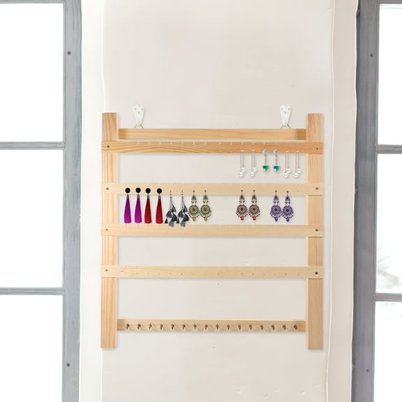 Wall Hanging Earring Organizer 1 Set Wooden Jewelry Display Rack for Ear Studs Holder