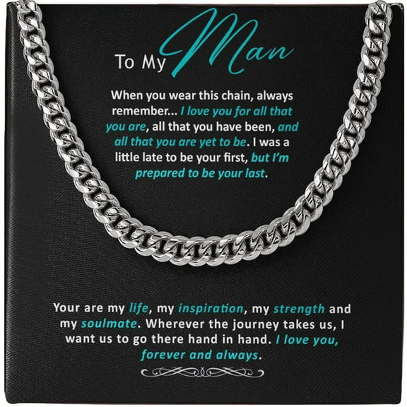 To My Man Necklaces Gift, Man Cuban Chain Necklace, Gifts For Men, Valentines Day Gift, To My Husband Necklace, Birthday Gifts For Men, Unique Gift For Boyfriend, Chain For Boyfriend
