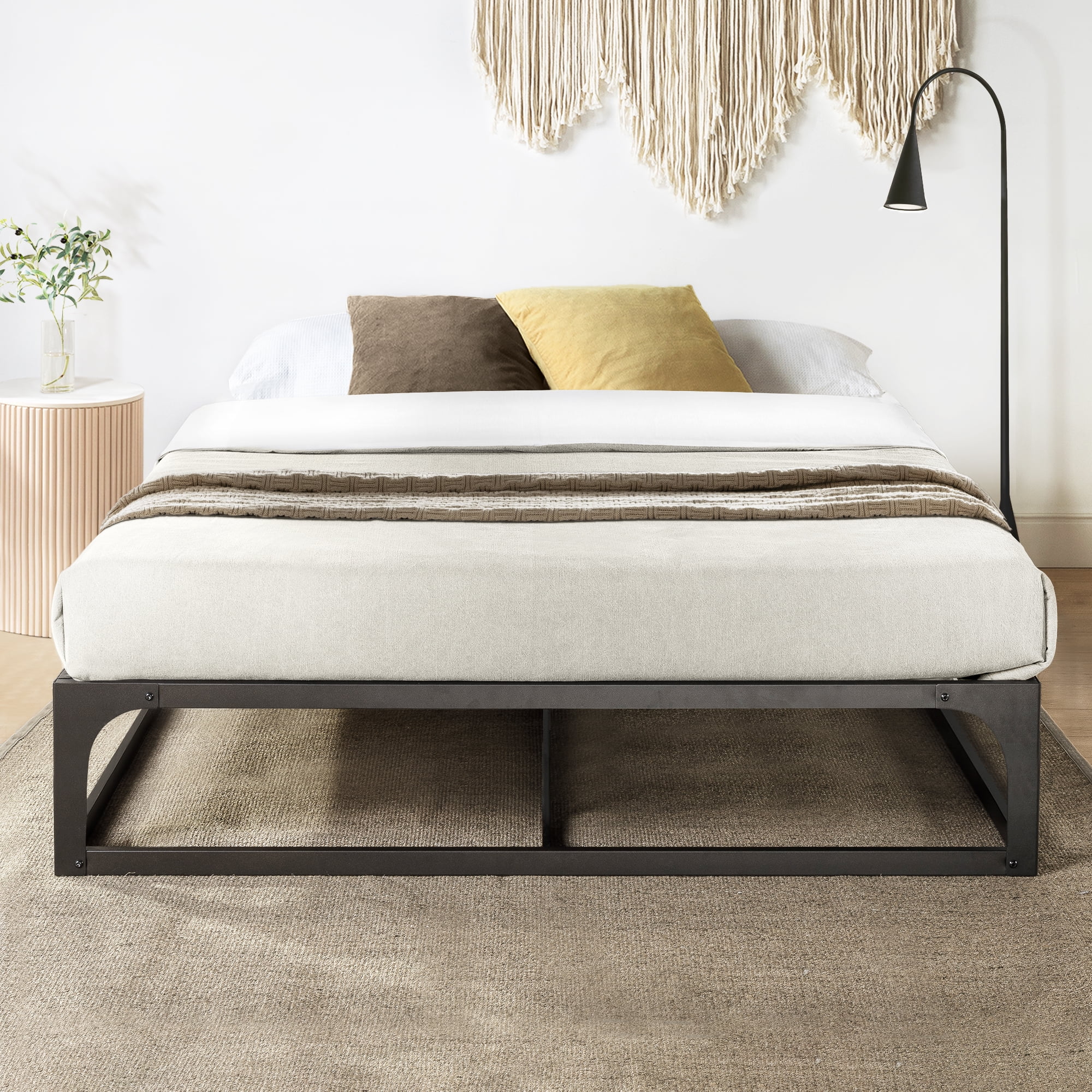 Mellow Ace of Base 12" Metal Platform Bed with Steel Slats, Black, Twin