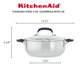 thumbnail image 2 of KitchenAid Stainless Steel Casserole with Lid, 4-Quart, Brushed Stainless Steel, 2 of 6