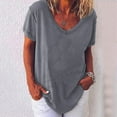 thumbnail image 4 of KZKR Plus Size Tops for Women Blouse Shirts Solid Short Sleeve V-Neck Pullover Tops Tee, 4 of 5
