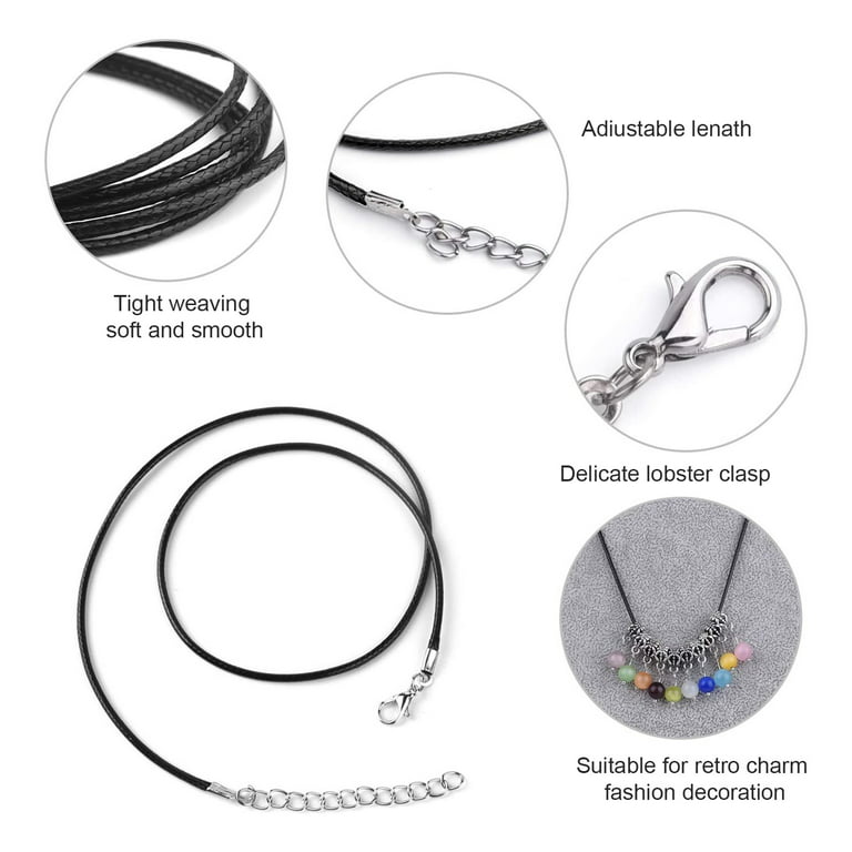 20pcs Black Pu Leather Cord Necklace, 50pcs Black Wax Necklace Cord With  Clasp, 30pcs Colorful Necklace Cord With Clasp Set For Jewelry Making