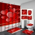 thumbnail image 1 of CNKOO Valentine‘s Day 3D Digital Printing Shower Curtain 4-piece Set For Home / Hotel / Party Decoration, 1 of 6