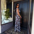 thumbnail image 4 of 2026 New Fashionable Ins-Style Women's Abstract Print One-Shoulder Maxi Dress, Satin Twisted Waist Formal Dress, 4 of 6