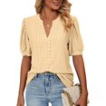 thumbnail image 1 of Camisas de mujer Casual con cuello en V Camisetas Puff Manga corta Verano Tops Túnica Blusas S-XXLYellowMedium esquí esquí Gafas de esquí, 1 of 4