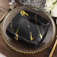 thumbnail image 5 of Balsa Circle 10 Black Gold Metallic Marble Square Disposable Salad Dinner Plastic Plates Party Events Tableware, 5 of 8