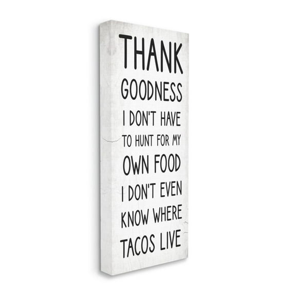 Stupell Industries Hunt For Tacos Funny Food Phrase Black White Design by Daphne Polselli, 13" x 30"