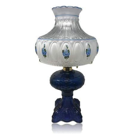 Light Of Mine Princess Feather Oil Lamp Ornate Decorative Antique Pedestal Style Glass Oil Hurricane Lamp Clear with 3/4