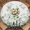 thumbnail image 3 of Round Tablecloth Rustic Field Waterproof Oil Proof Polyester Table Cloth Cover Decor for Home Dining Outdoor,Patio,Parties, 54" Dia. Silhouette Flower Herb Sage Green, 3 of 9