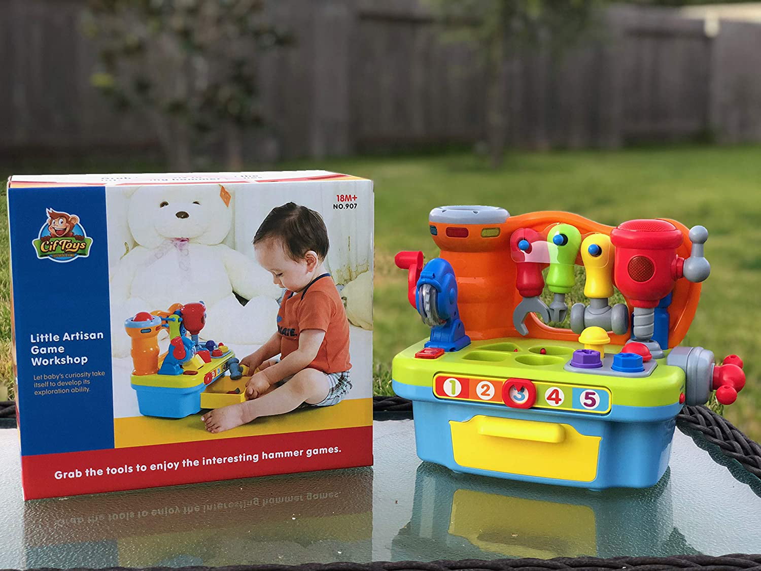  Toys for 1 Year Old Boy Birthday Gifts for Baby Boy Toy,  Musical Learning Workbench Toy for Boys Kids Construction Work Bench  Building Tools Sound Lights Engineering Pretend Play One Year