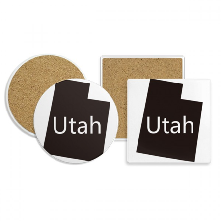 

Utah The United States Of America Map Coaster Cup Mug Holder Absorbent Stone Cork Base Set
