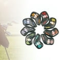 thumbnail image 6 of DimyFew 9Pcs Golf Iron Club Head Covers Set Golf Headcover Bunny Embroidery PU Protector Black, 6 of 8